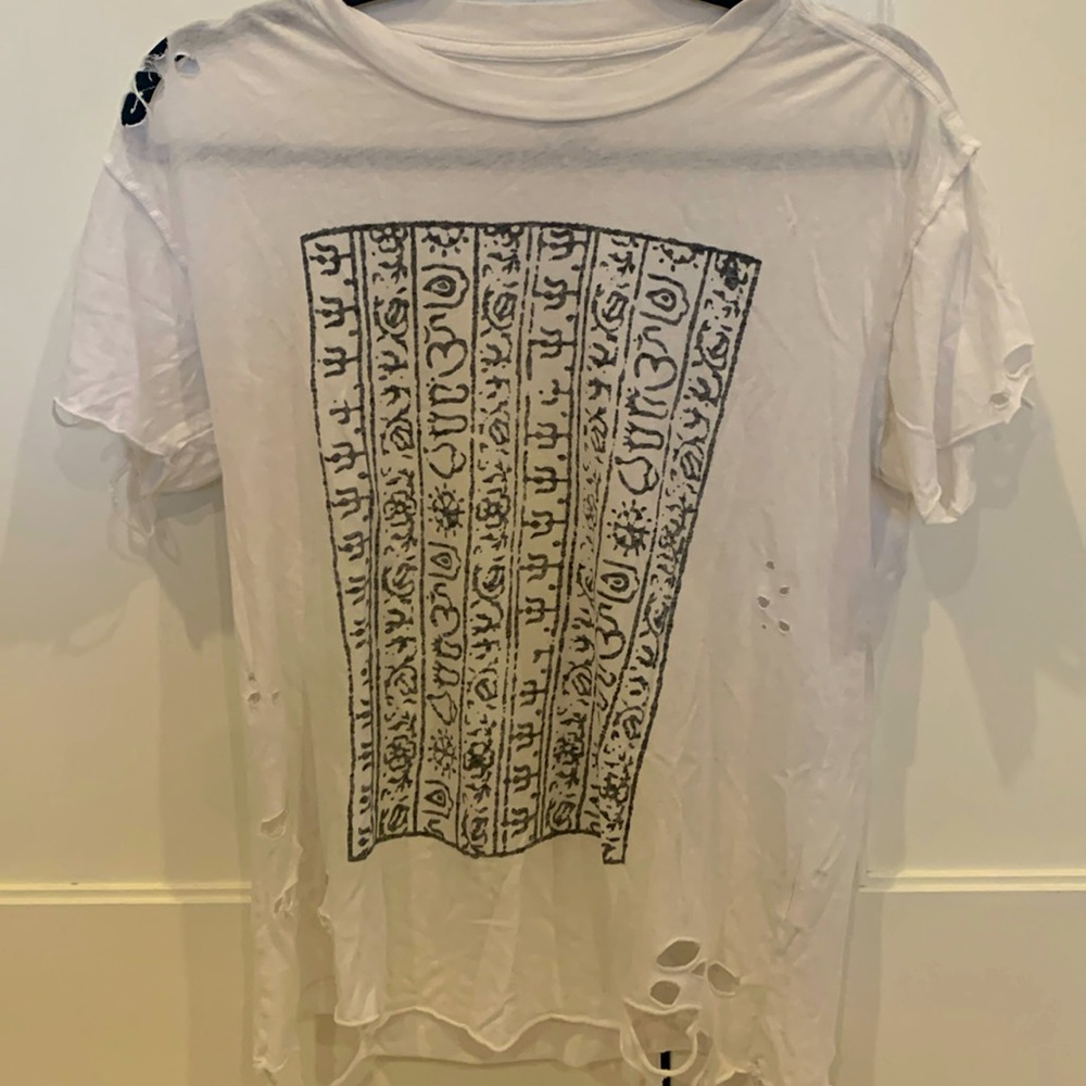 NSF brand distressed patterned t-shirt